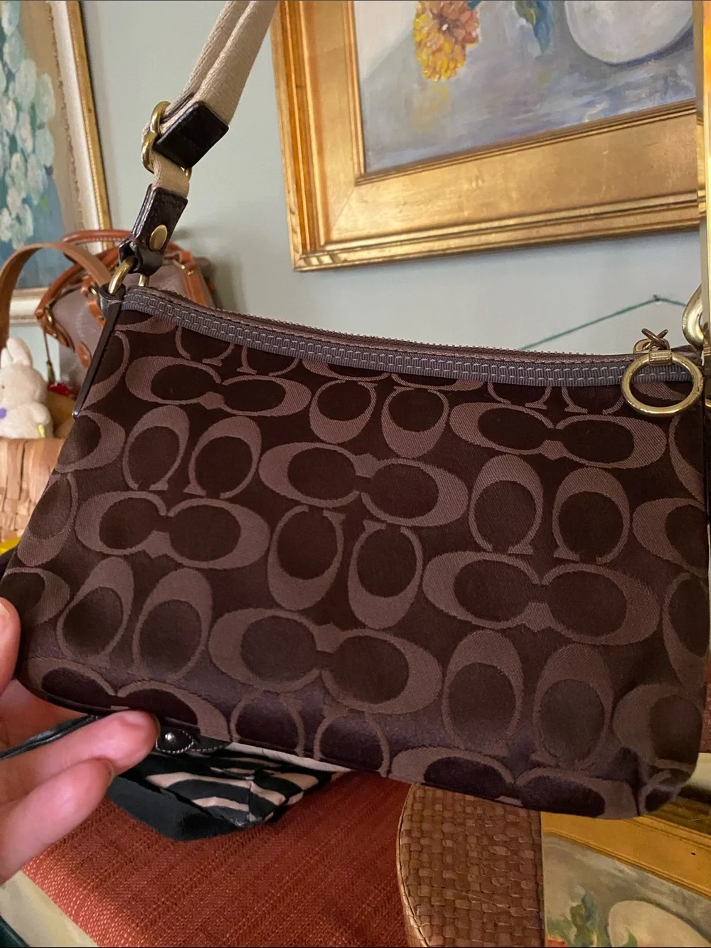 COACH Poppy Brown and Gold Mini Bag w/ Double Hangtags